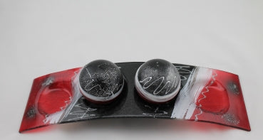 4er Kerzenschale Red ´n Grey