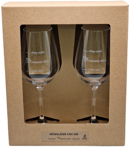 Weinglas mit Gravur "Guter Ritt, Schlechter Ritt" 2er Geschenkset