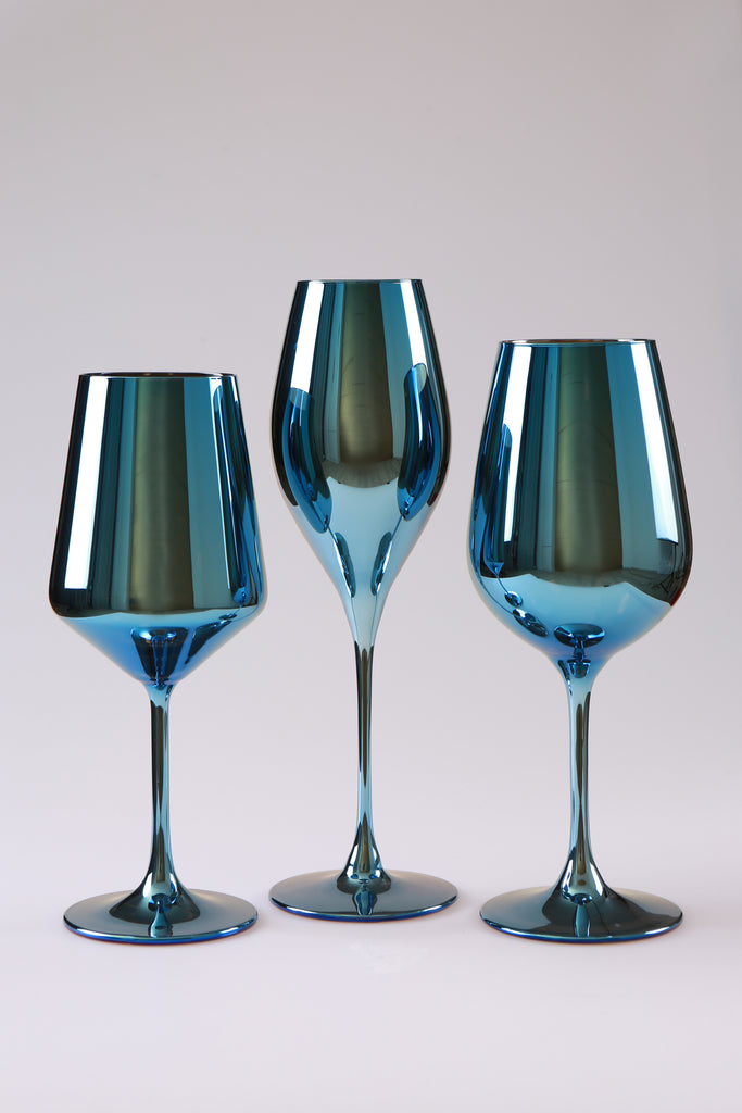 Weinglas Chic 440 -blau- metallisiert