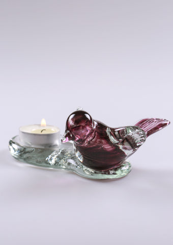 Glasvogel mit Teelichthalter -Amethyst- handgefertigt