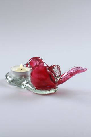Glasvogel mit Teelichthalter -Rosa- handgefertigt